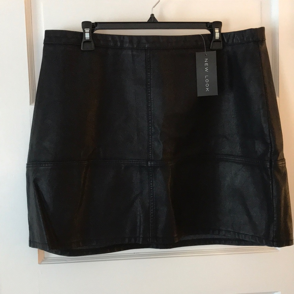 Black faux leather mini skirt